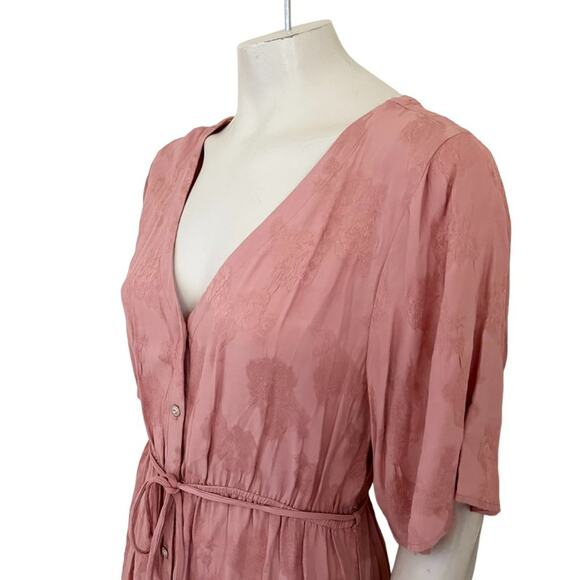 NEW SALTWATER LUXE Vintage Rose Button Front Hi Low Dress in Peach SZ L - Picture 3 of 10